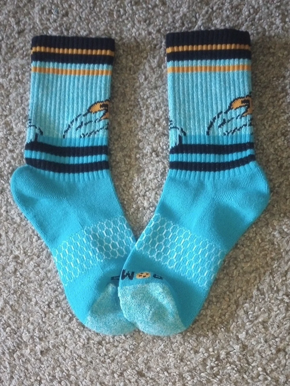 Bombas Kids Cookie Monster Turquoise Yellow Black Crew Socks
